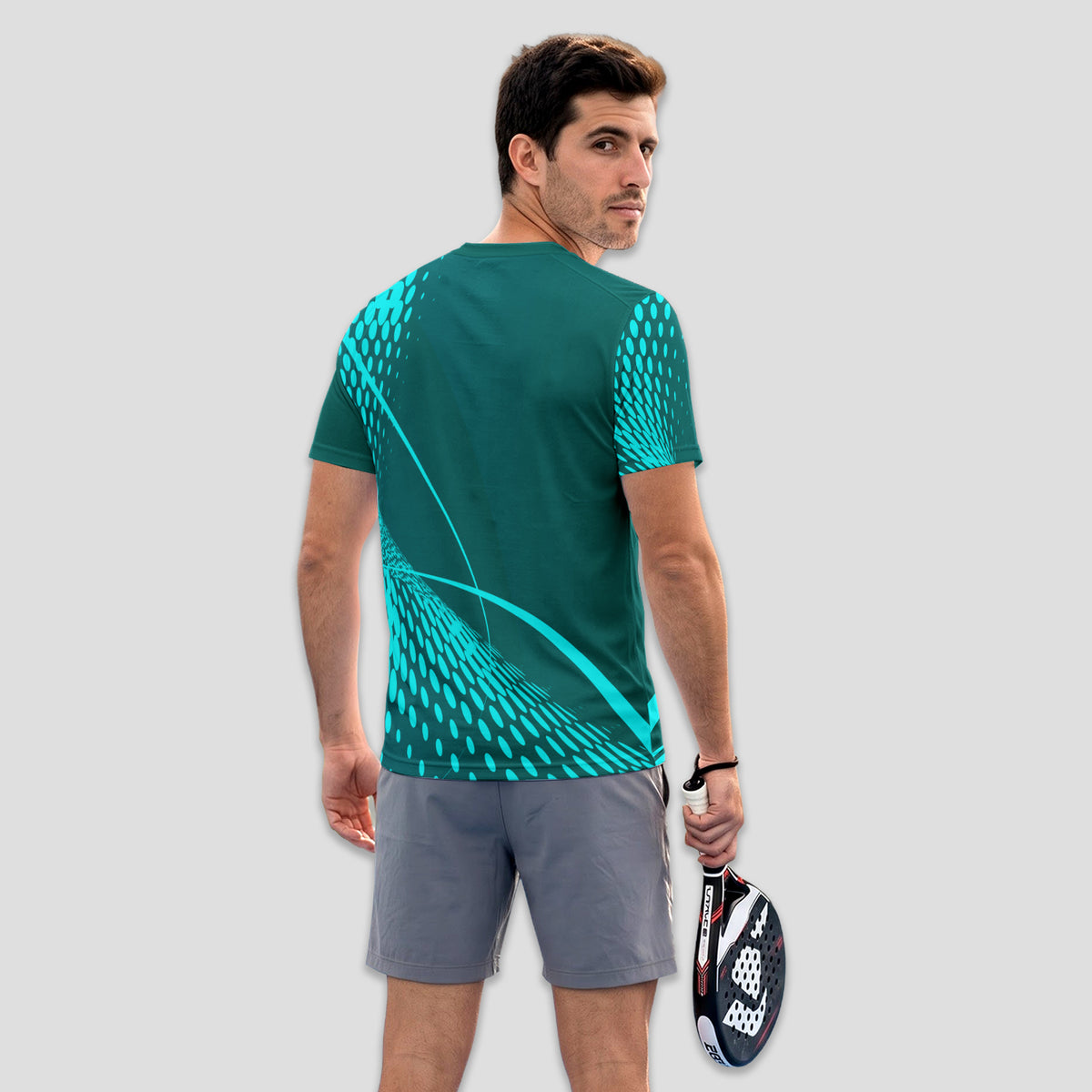 Green Turquoise Halftone Print – Padel T-Shirt
