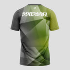 Patrón de Polígonos Verde Musgo Gris Camiseta de Pádel