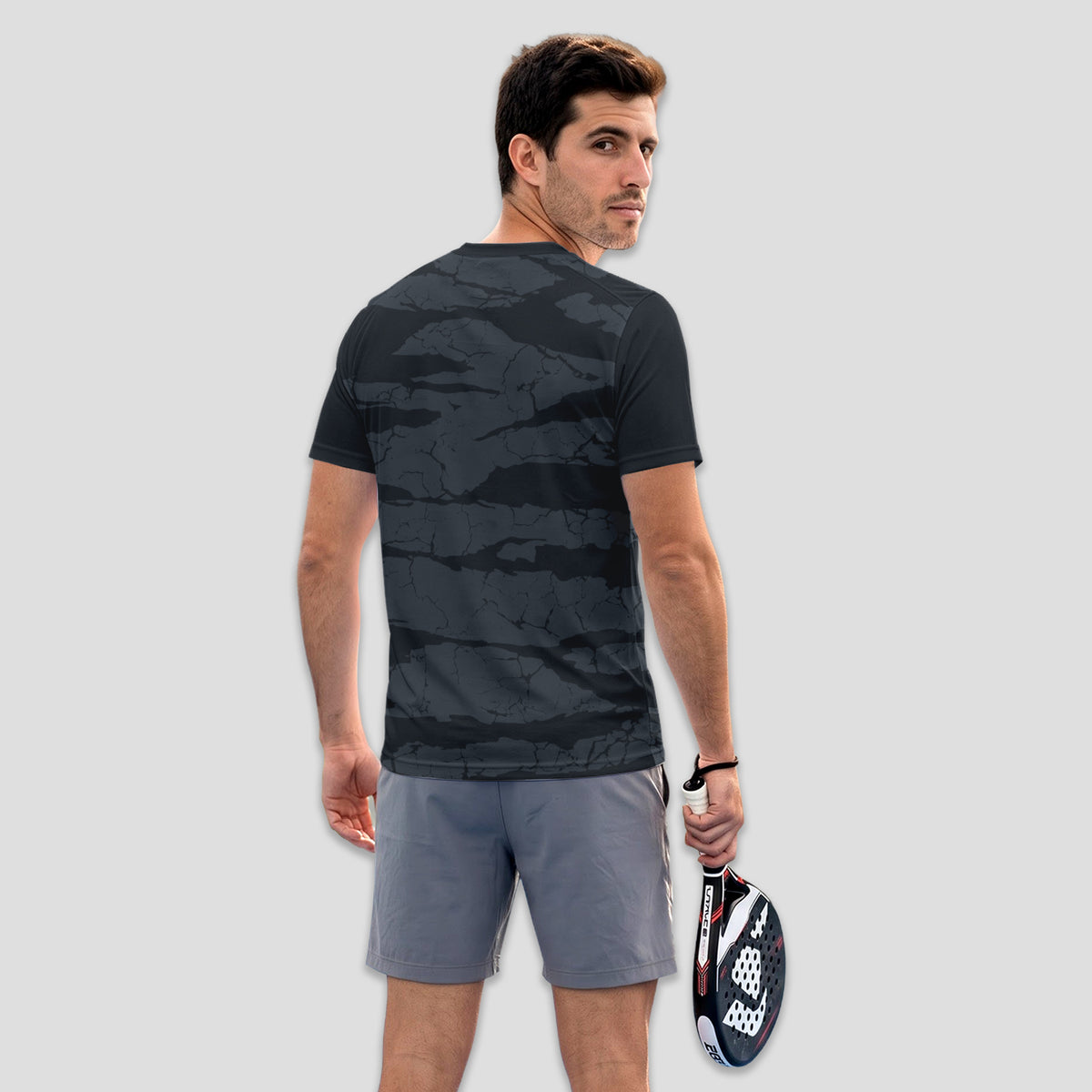 Dark Grey and Black Camouflage – Padel T-Shirt