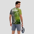 Patrón de Polígonos Verde Musgo Gris Camiseta de Pádel