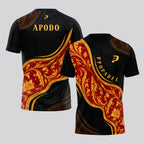 Baroque Design with Golden Leaves and Black Background Padel T-Shirt