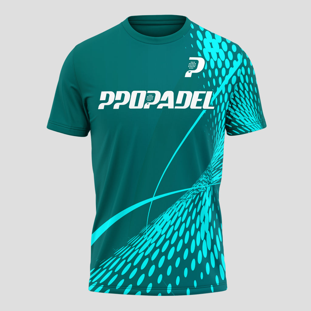 Green Turquoise Halftone Print – Padel T-Shirt