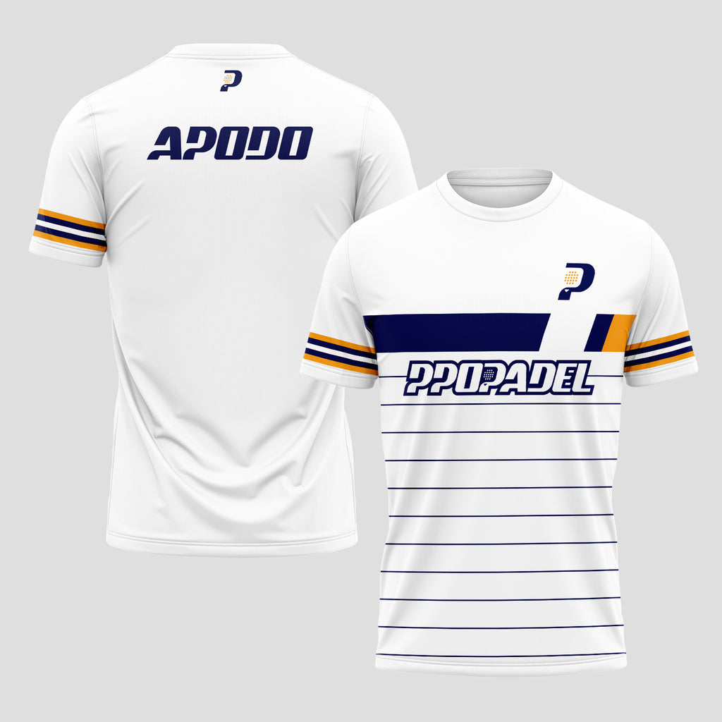 Diseño de Bloque Azul Marino Naranja Moderno Camiseta de Pádel