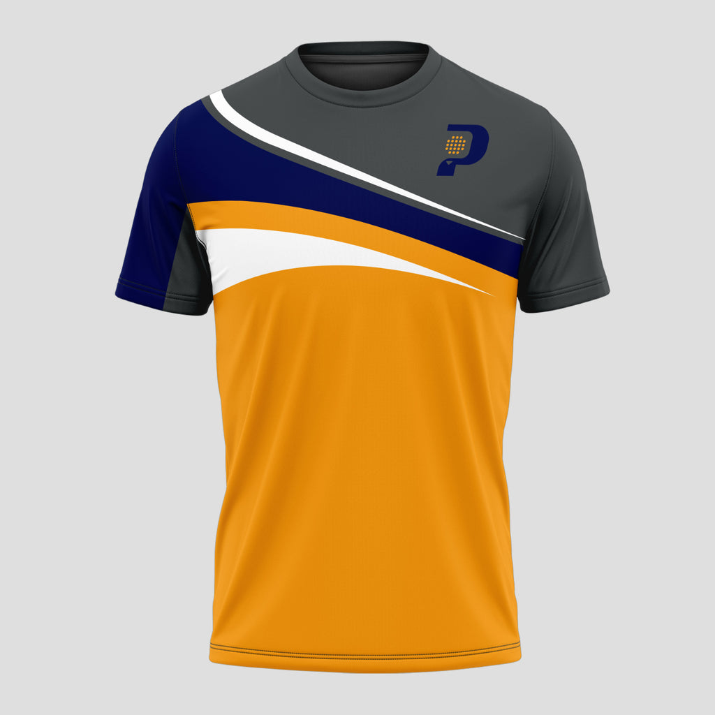 Estilo Deportivo Tricolor Naranja Gris – Camiseta de Pádel