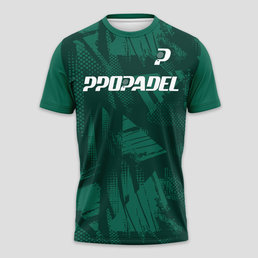 Verde Oscuro Pinceladas Abstractas – Camiseta de Pádel