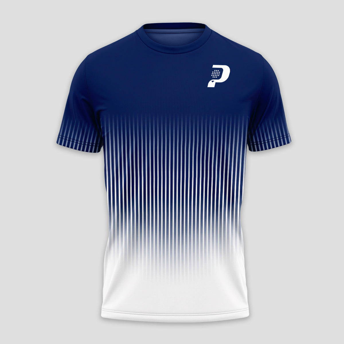 Navy Blue Padel T-Shirt With Vertical Line Gradient
