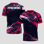 Pink Fuchsia and Navy Blue Flames – Padel T-Shirt