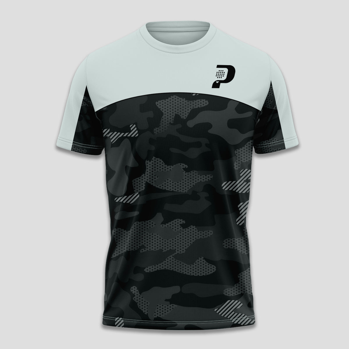 Black and Greyish White Camouflage – Padel T-Shirt