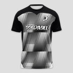 Black with Grey White Geometric Print Padel T-Shirt