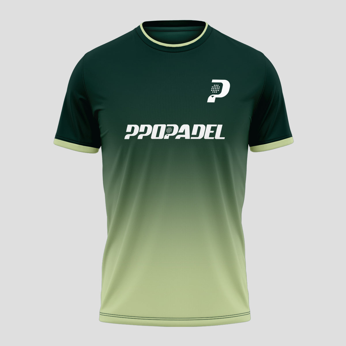 Dark Green Gradient Court Graphic Padel T-Shirt