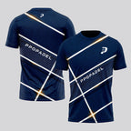 Navy Blue Geometric Flash Padel T-Shirt