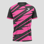 Rosa Fucsia y Negro Geométrico – Camiseta de Pádel