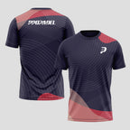 Fine Curved Lines Pattern Pink Red Black Padel T-Shirt