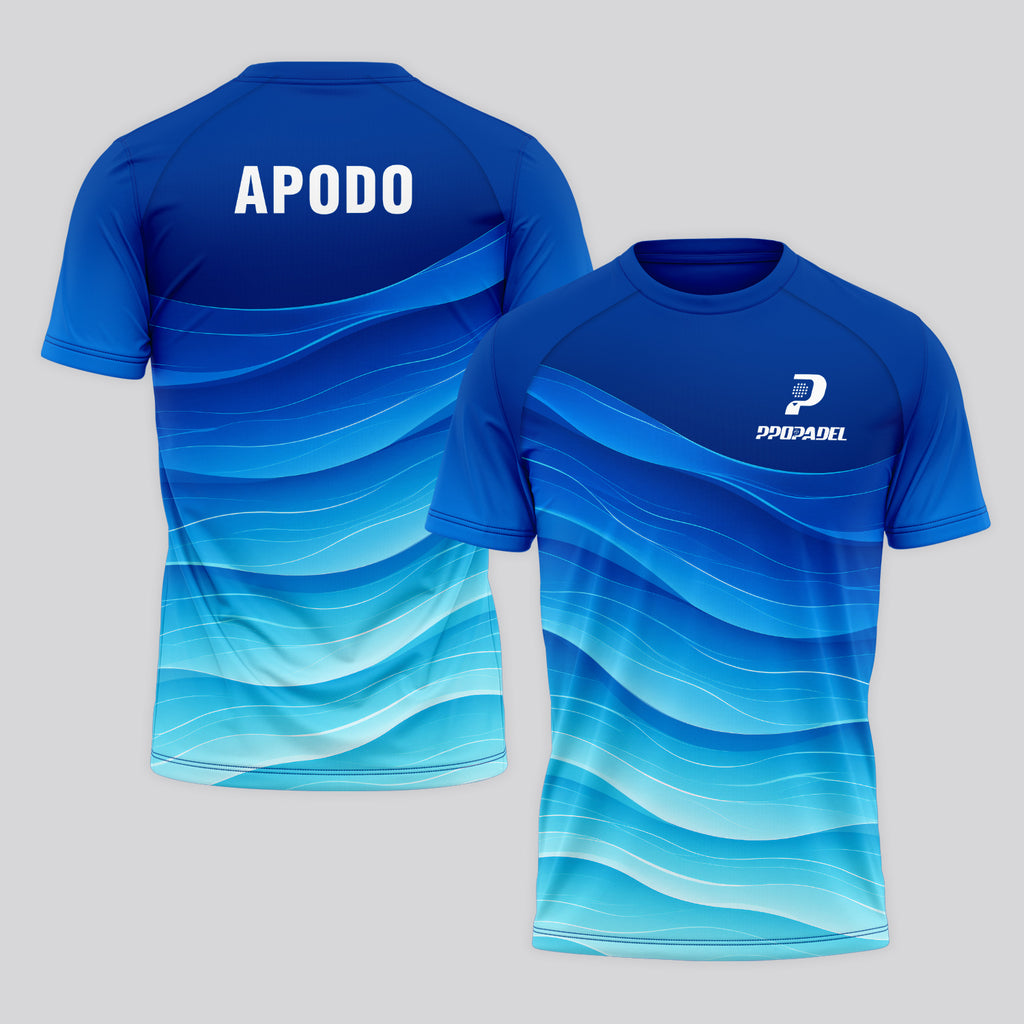 Ondas De Agua Y Degradado Azul Camiseta De Pádel