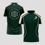 Verde Oscuro Con Ribetes Beige Y Logotipo Camiseta De Pádel