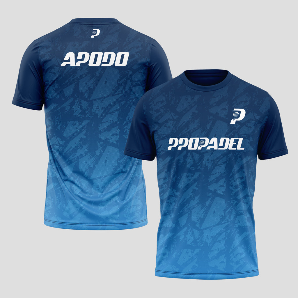 Navy Blue Padel T-Shirt With Gradient Print And Logo