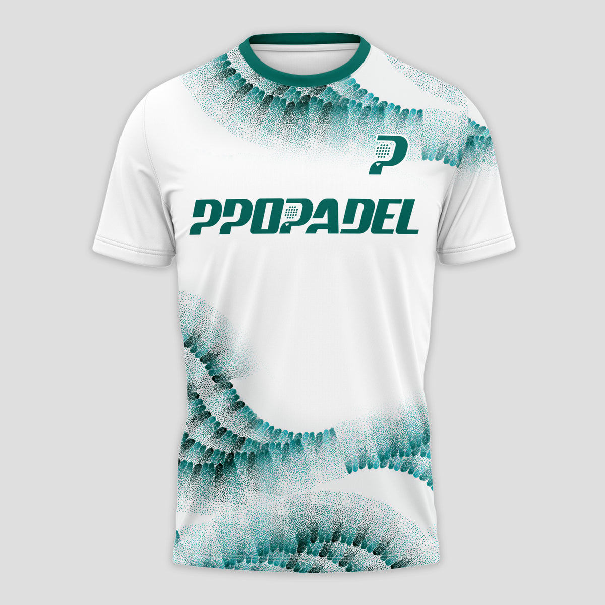 Green Scale Pattern White Feature Padel T-Shirt