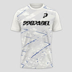 White Blue Geometric Lines – Padel T-Shirt
