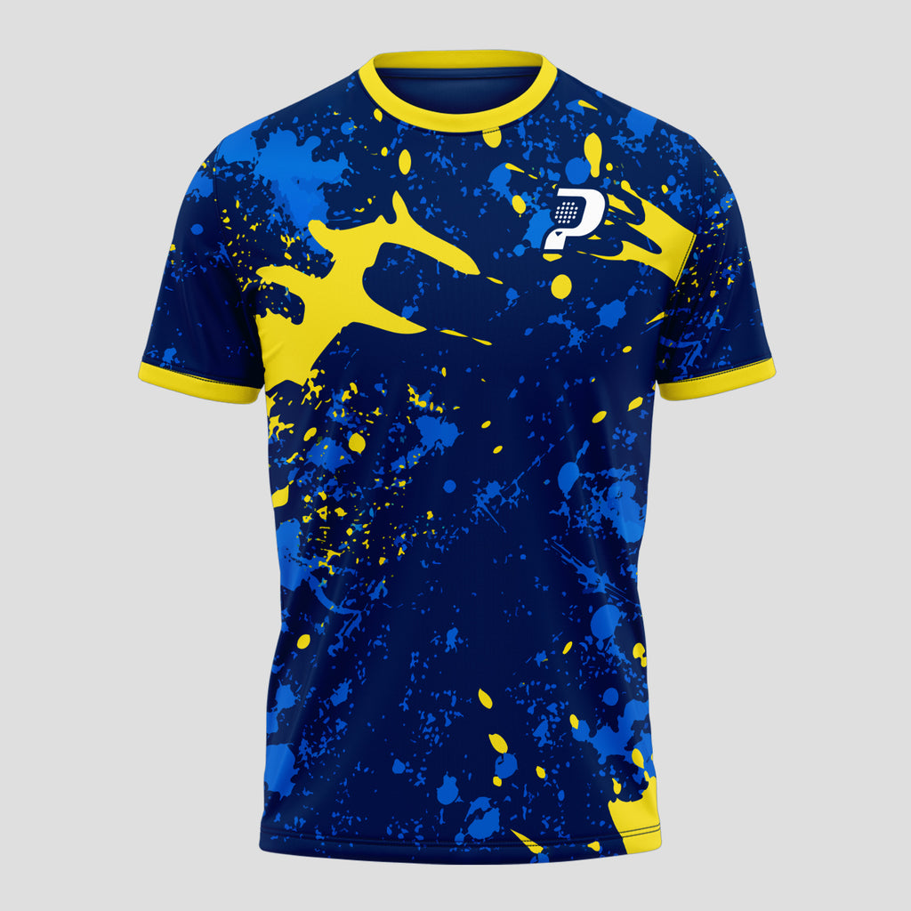 Blue And Yellow Abstract Style Padel T-Shirt