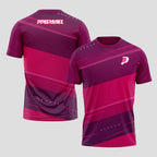 Magenta Violet Diagonal Block Pattern Padel T-Shirt