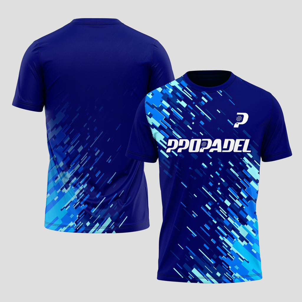 Navy Blue and Digital Sky Blue – Padel T-Shirt