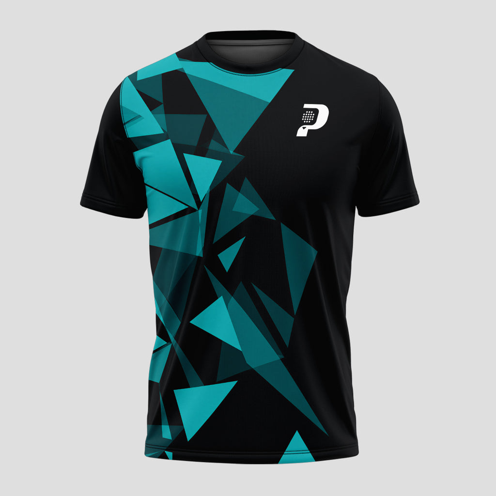 Patrón de Triángulos Teal Geométrico Camiseta de Pádel