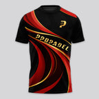 Red and Gold Wave Design Padel T-Shirt