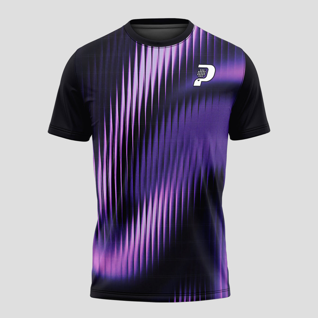 Diseño de Onda Sonora Violeta Negro Moderno Camiseta de Pádel