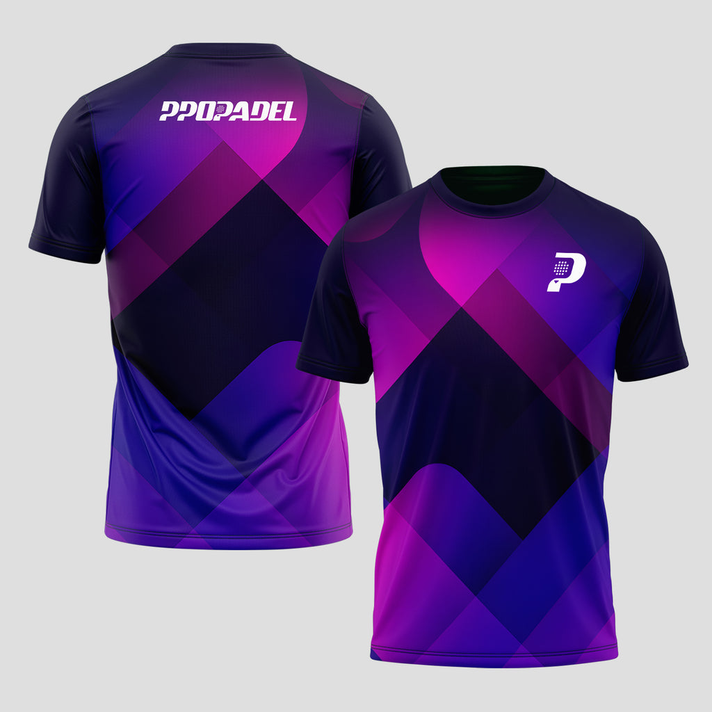 Patrón De Bloques Geométricos Violeta Rosa Camiseta De Pádel