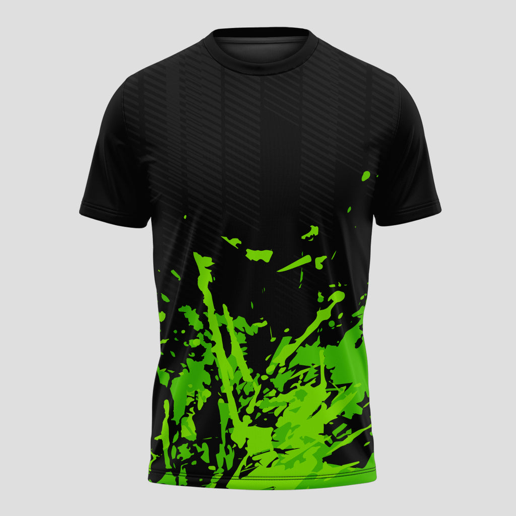 Black Splatter Neon Green – Padel T-Shirt
