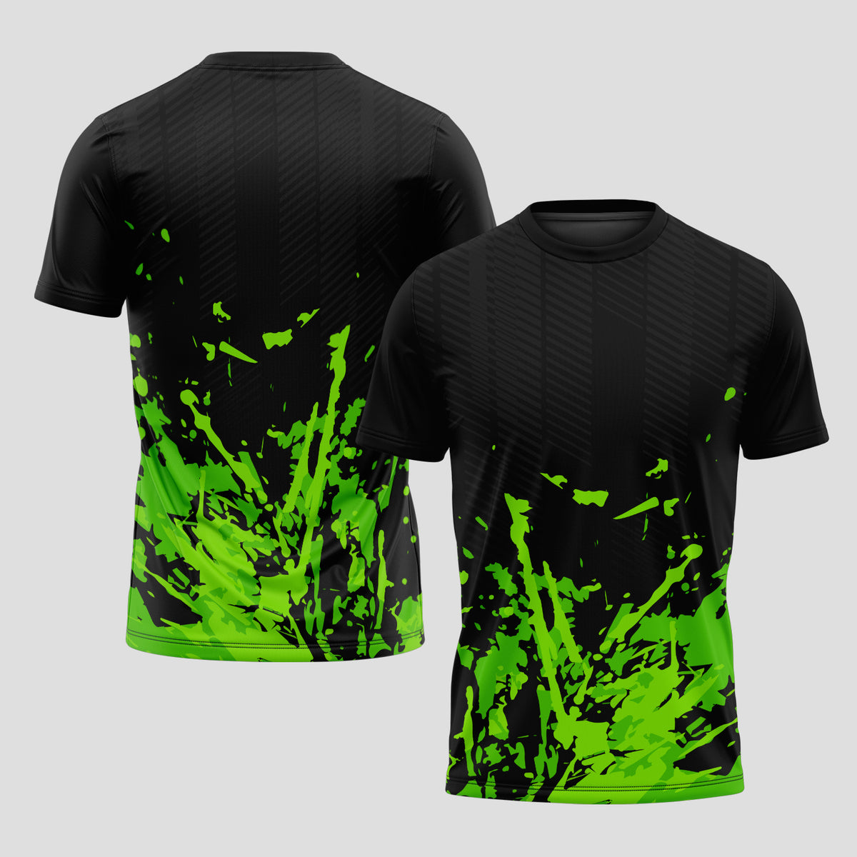 Negra Salpicaduras Verde Neón – Camiseta de Pádel