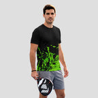 Black Splatter Neon Green – Padel T-Shirt