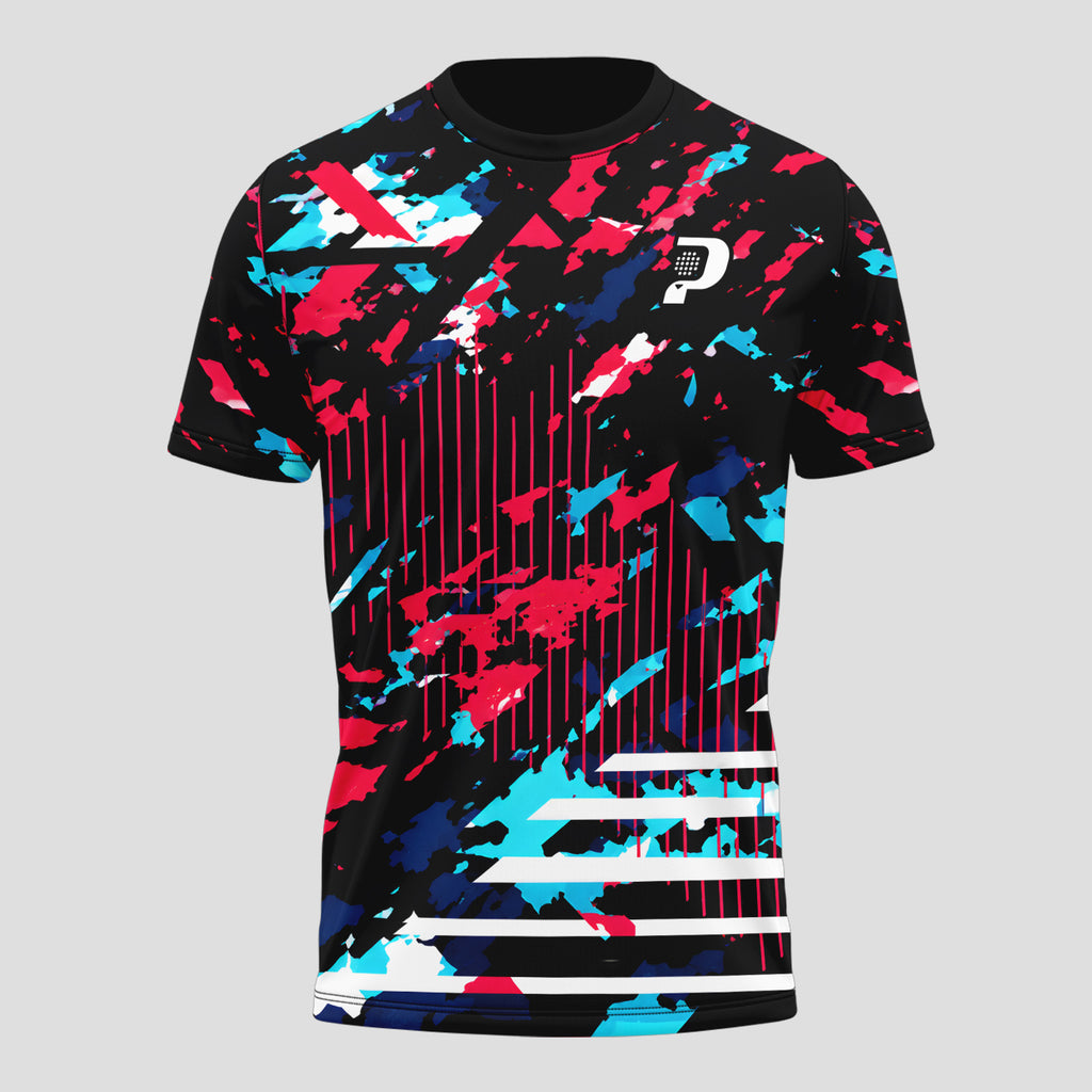 Patrón Camuflaje Salpicaduras Rosa Azul Negro Camiseta De Pádel