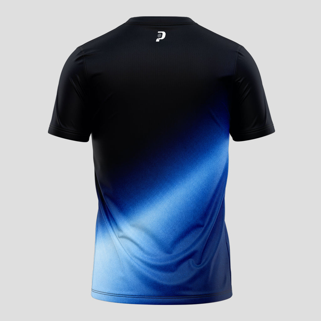 Gradient Blue Black Flash Pattern Featured Padel T-Shirt