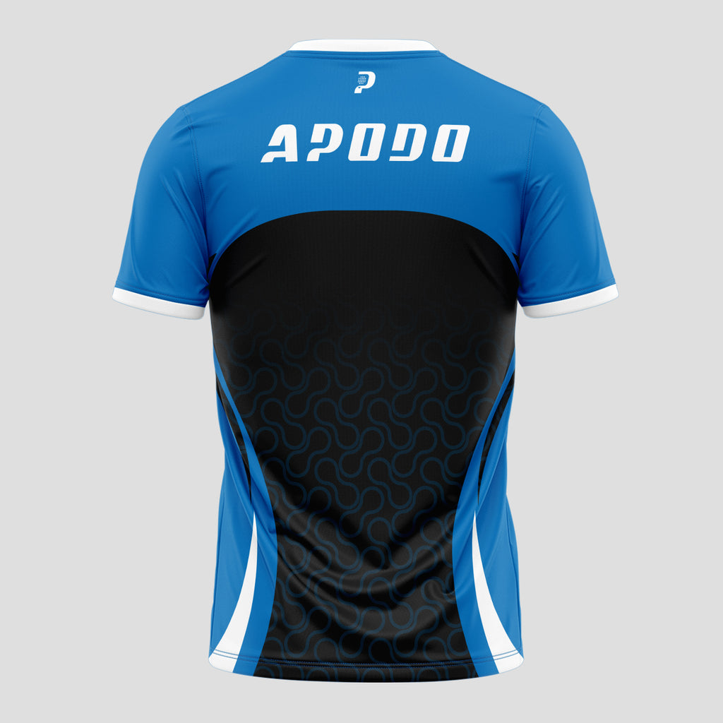 Blue Black With Geometric Print Padel T-Shirt