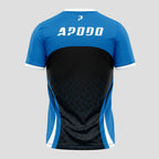 Blue Black With Geometric Print Padel T-Shirt