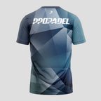 Patrón de Polígonos Azul Gris Camiseta de Pádel