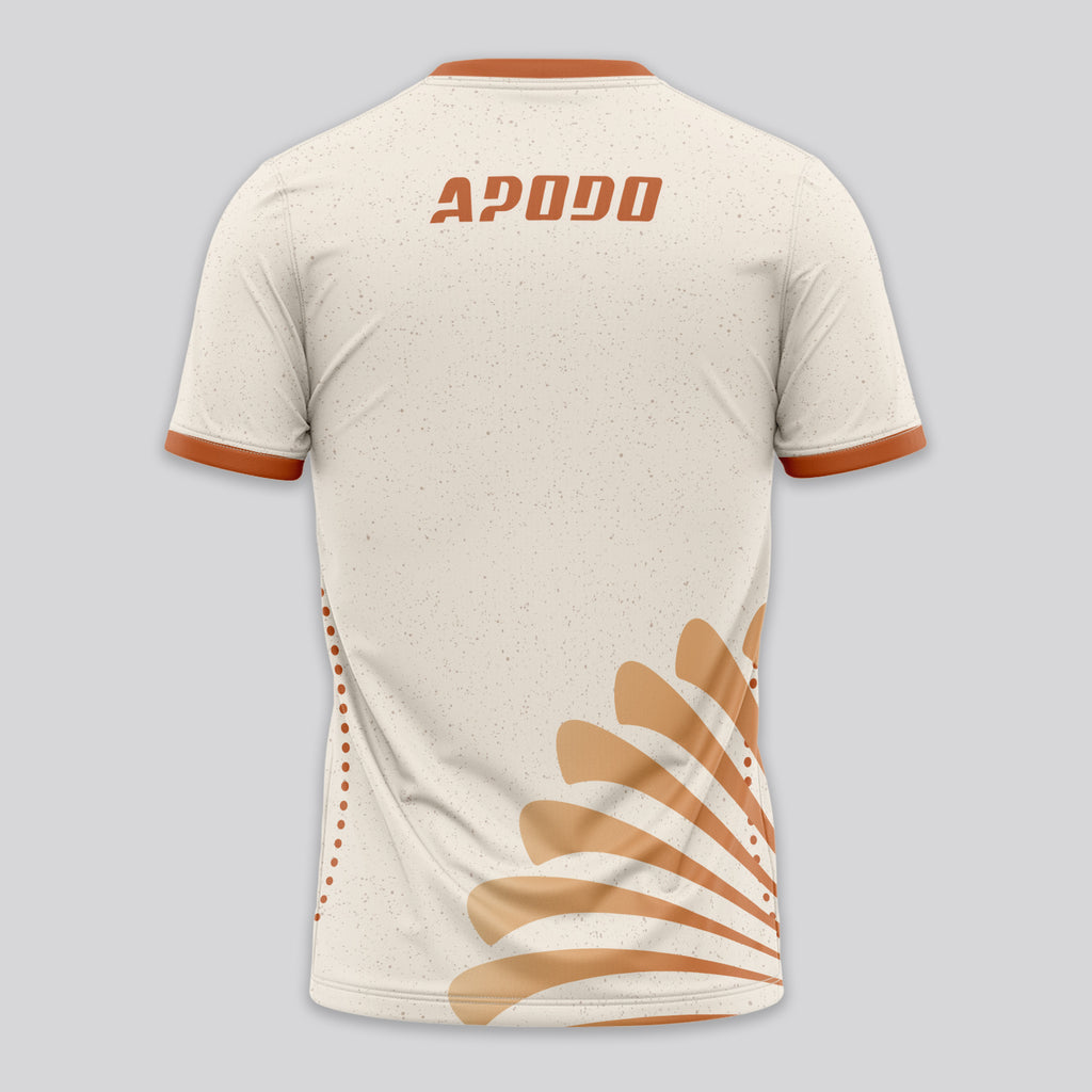 Patrón Abanico Radial Naranja Beige Destacado Camiseta de Pádel