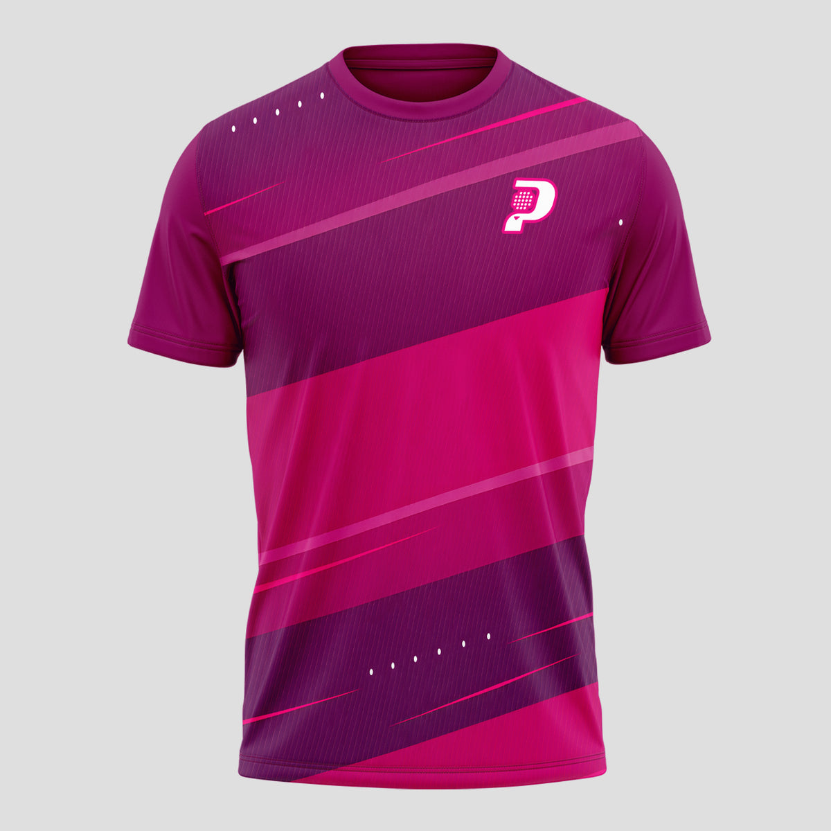 Magenta Violet Diagonal Block Pattern Padel T-Shirt