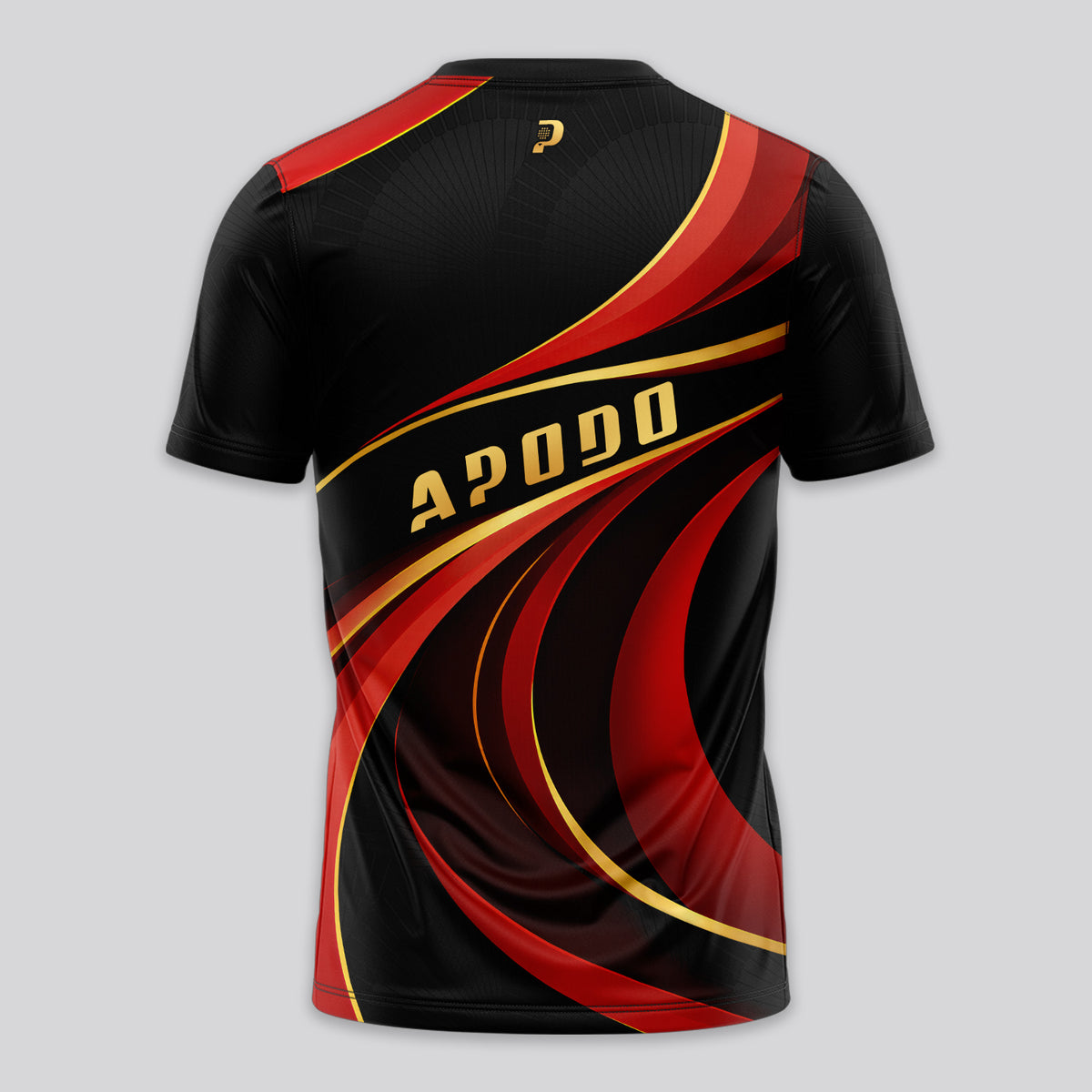 Red and Gold Wave Design Padel T-Shirt