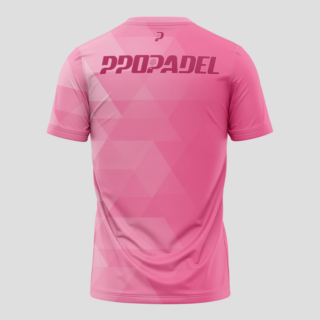 Patrón de Polígonos Rosa Magenta Camiseta de Pádel