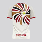 Patrón Espiral Rojo Granate Destacado Camiseta de Pádel