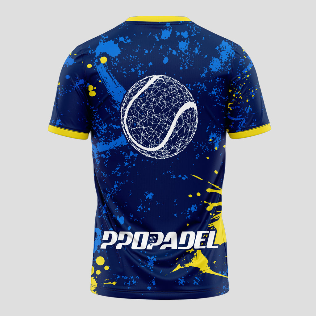 Blue And Yellow Abstract Style Padel T-Shirt