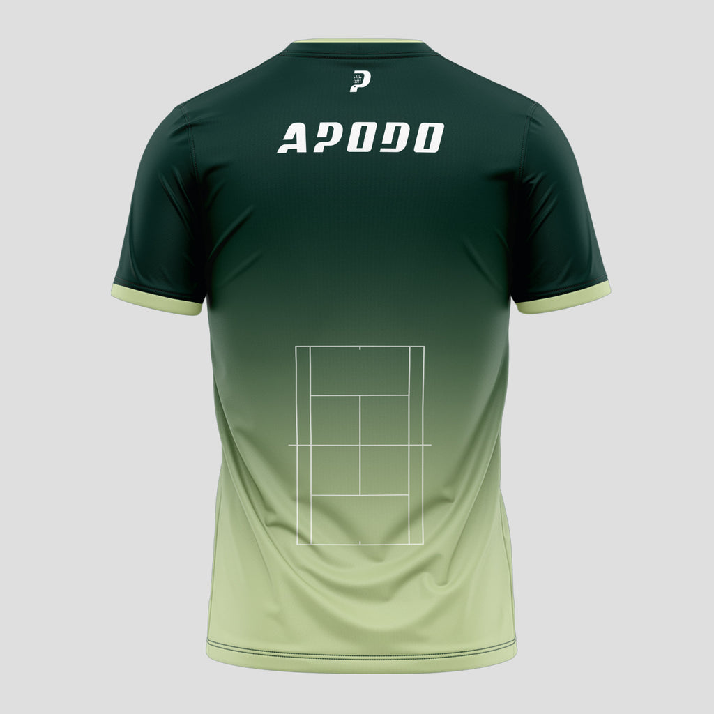 Dark Green Gradient Court Graphic Padel T-Shirt