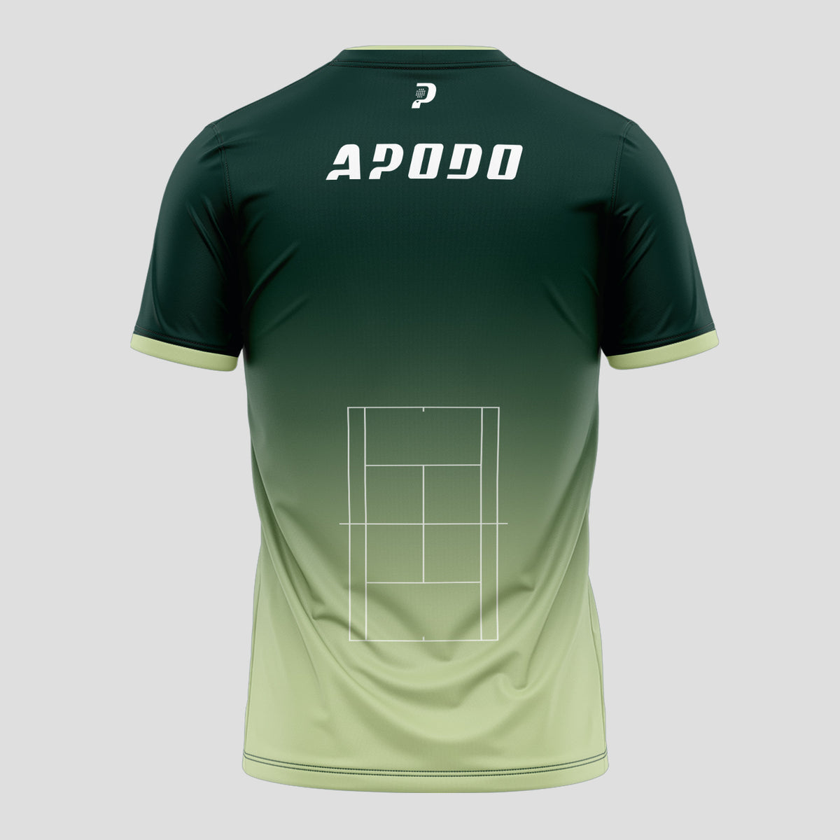 Dark Green Gradient Court Graphic Padel T-Shirt