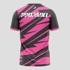 Rosa Fucsia y Negro Geométrico – Camiseta de Pádel