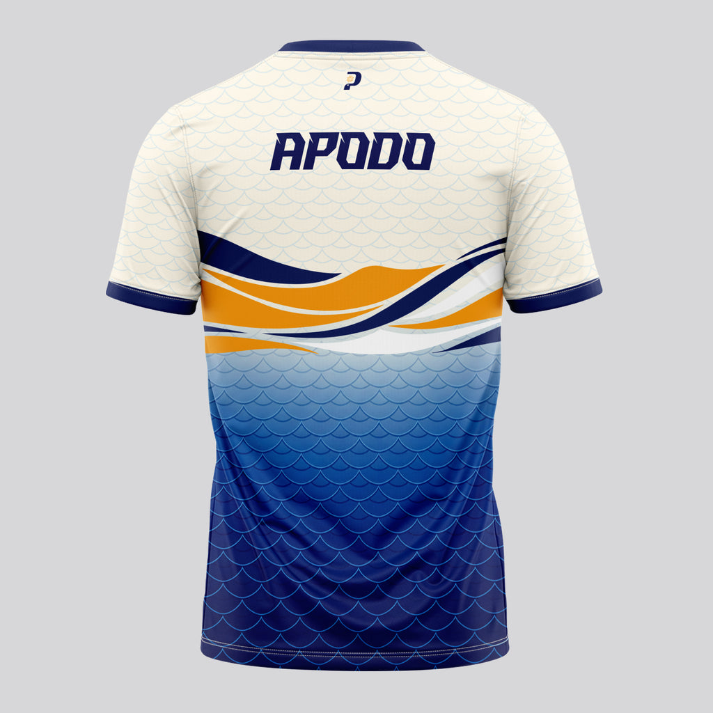 Orange Blue Waves Scales Padel T-Shirt Design