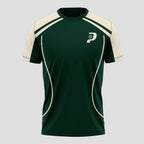 Verde Oscuro Con Ribetes Beige Y Logotipo Camiseta De Pádel