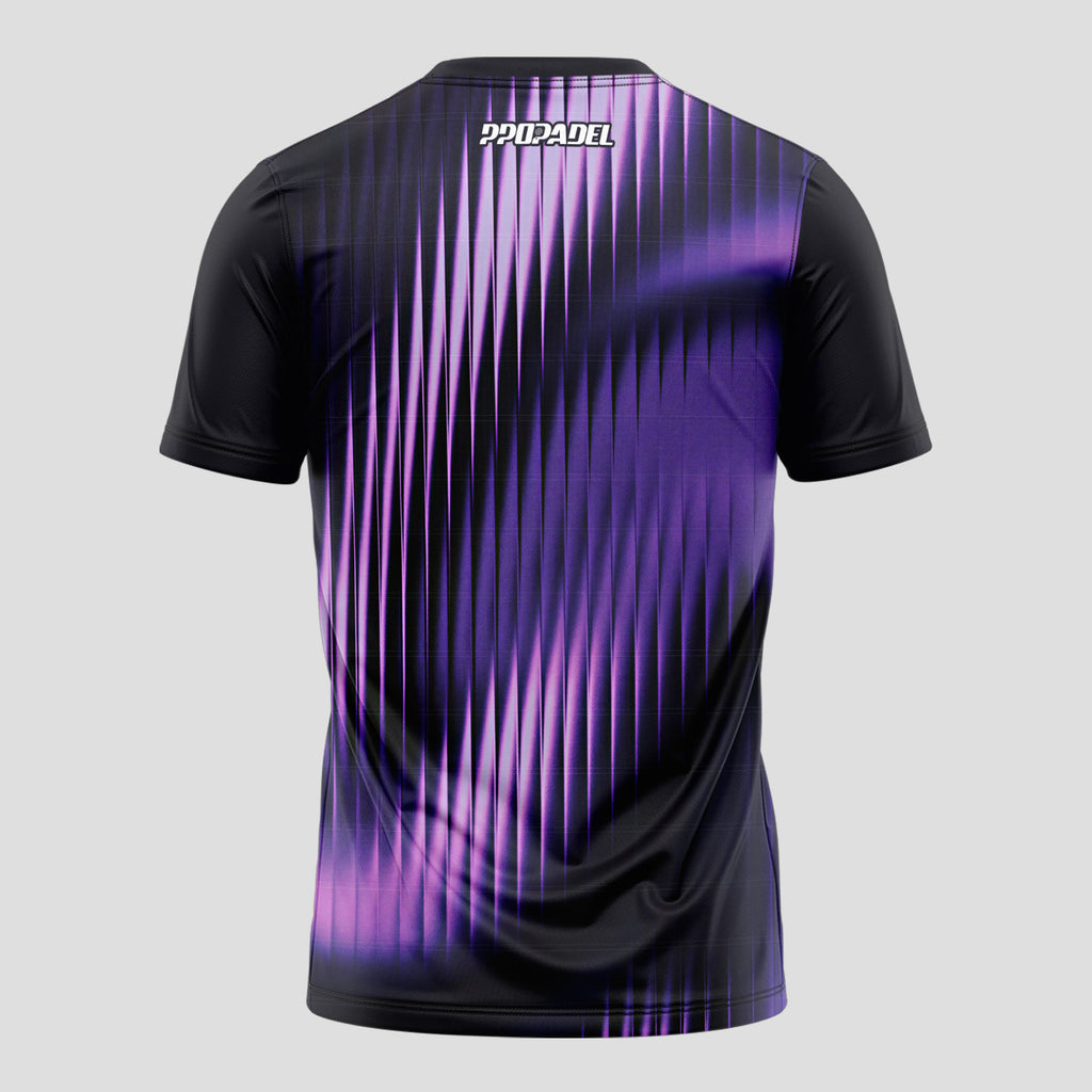 Diseño de Onda Sonora Violeta Negro Moderno Camiseta de Pádel