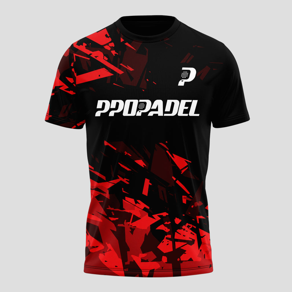 Black Red Abstract Fragments – Padel T-shirt